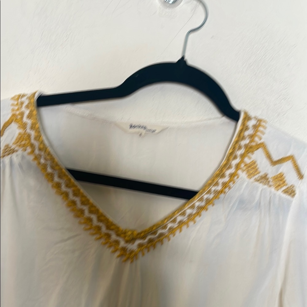 Anthropologie Gold Embellished Peplum Blouse - Picture 3 of 7